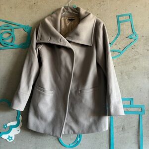 Sisley Wide Lapel Funnel Wool Blend Coat